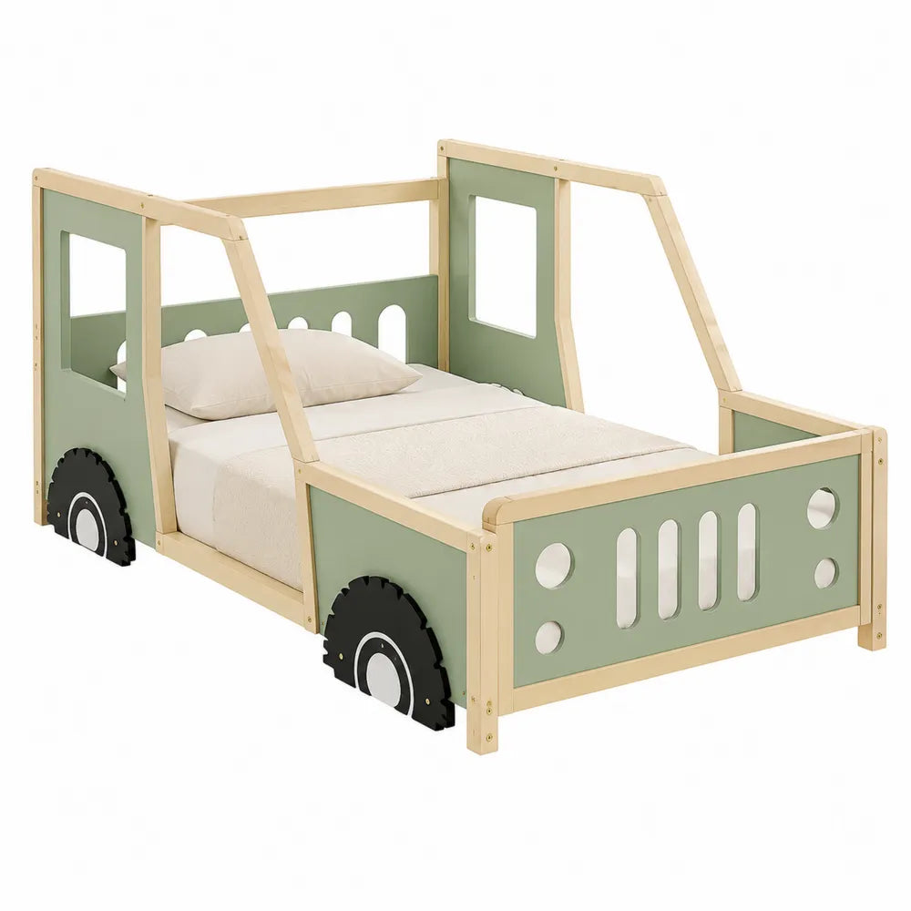Letto per bambini a forma di jeep in legno e MDF 160x80 cm