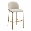 Sgabello beige in tessuto e metallo dorato H92 cm