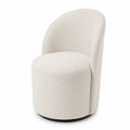 Sedia in tessuto bouclé crema con schienale curvo