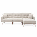 Divano angolare in legno e tessuto con chaise longue