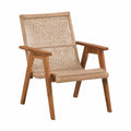 Sedia da esterno in legno di teak e filo intrecciato beige