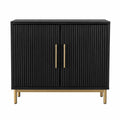 Credenza in Legno Nero con Gambe in Metallo Dorato