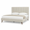 Letto matrimoniale in legno e tessuto beige 160x200 cm