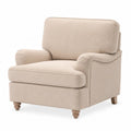 Poltrona in Velluto a Coste Beige con Gambe in Legno 90x85x75 cm