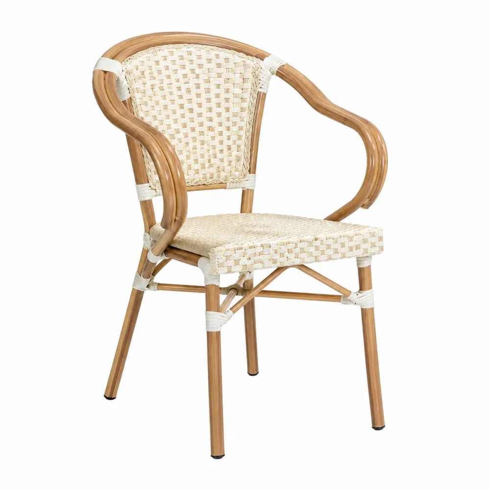 Sedia da esterno in rattan sintetico con struttura in alluminio