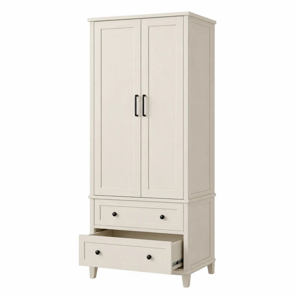 Armadio a due ante con cassetti in legno e MDF 200x90x50 cm