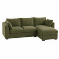 Divano Angolare in Tessuto Verde con Chaise Longue