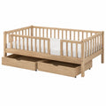 Letto per bambini in legno di rovere con cassetti 90x200 cm